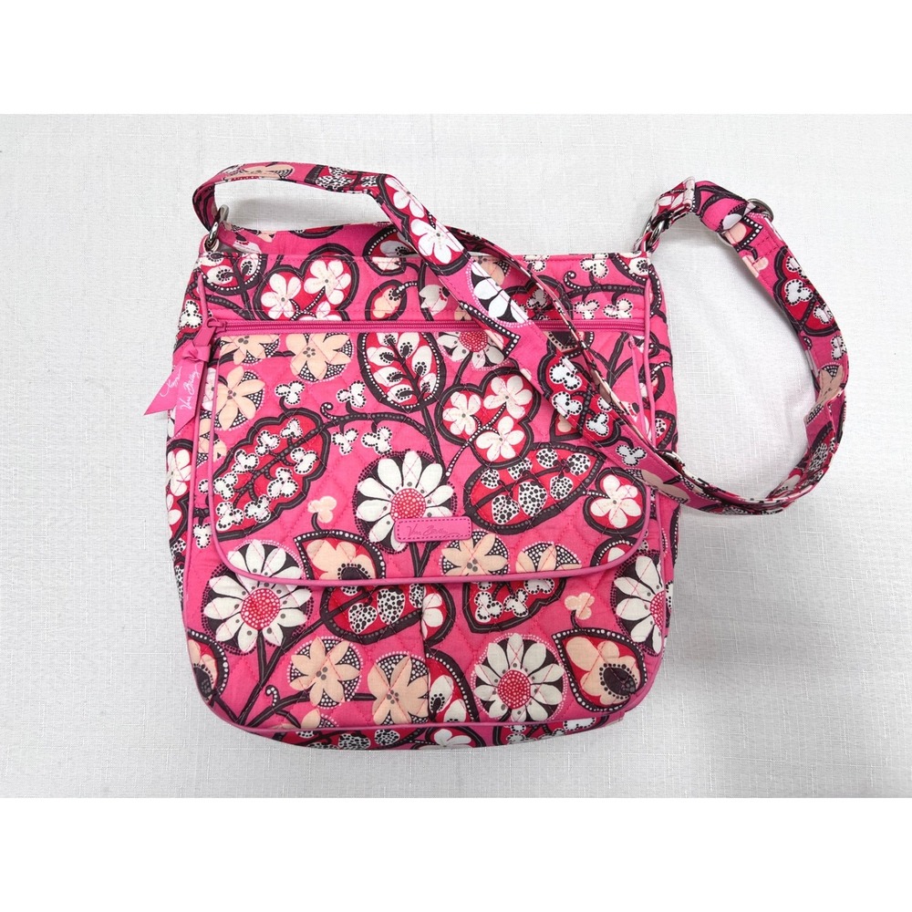 Vera Bradley Crossbody Bag Women Medium Pink Excellent Floral Quilted Cotton